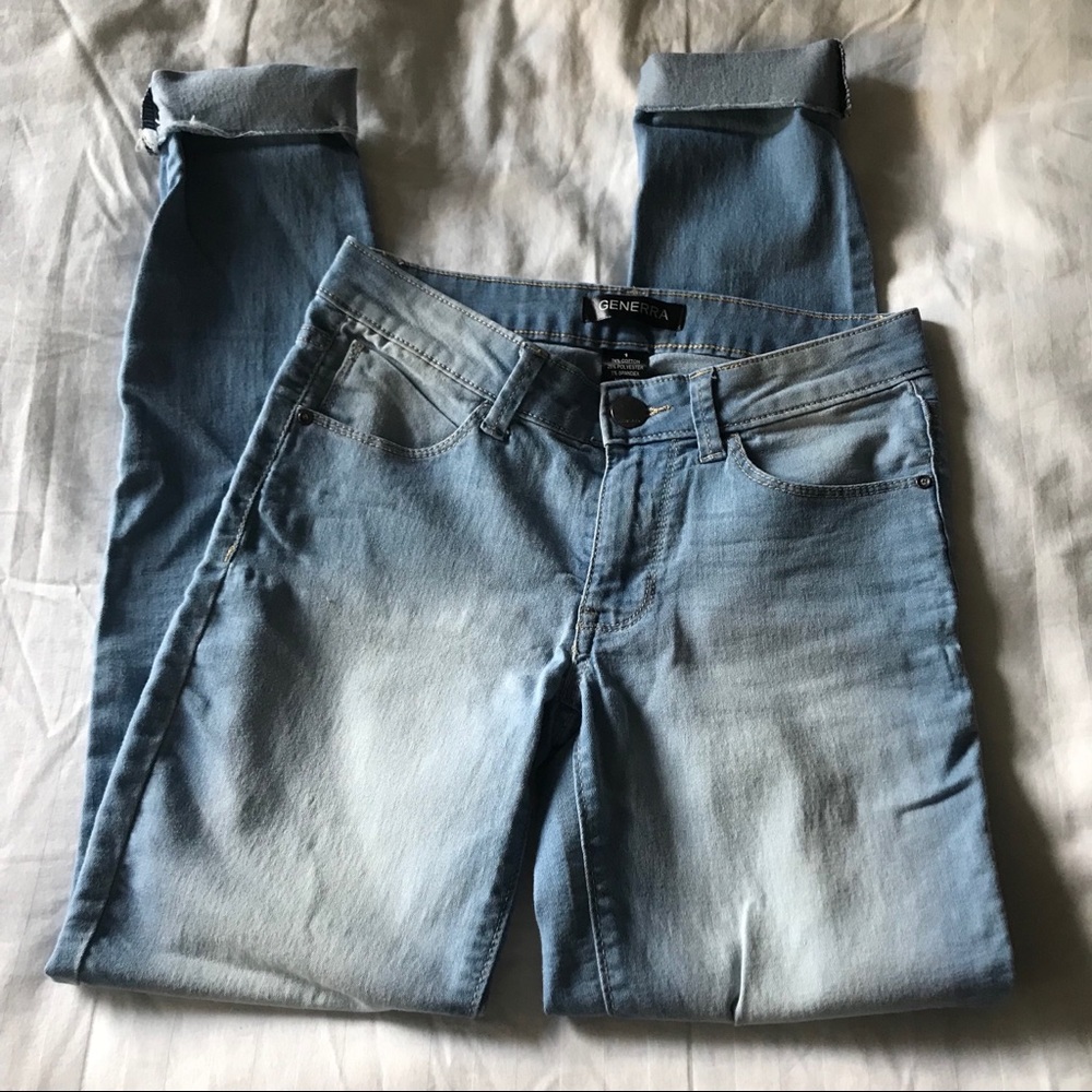 Stretchy light wash skinnies
